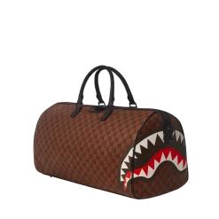 SPRAY GROUND Sprayground Sharks And Skulls Duffel Bag - Brown Check / Red