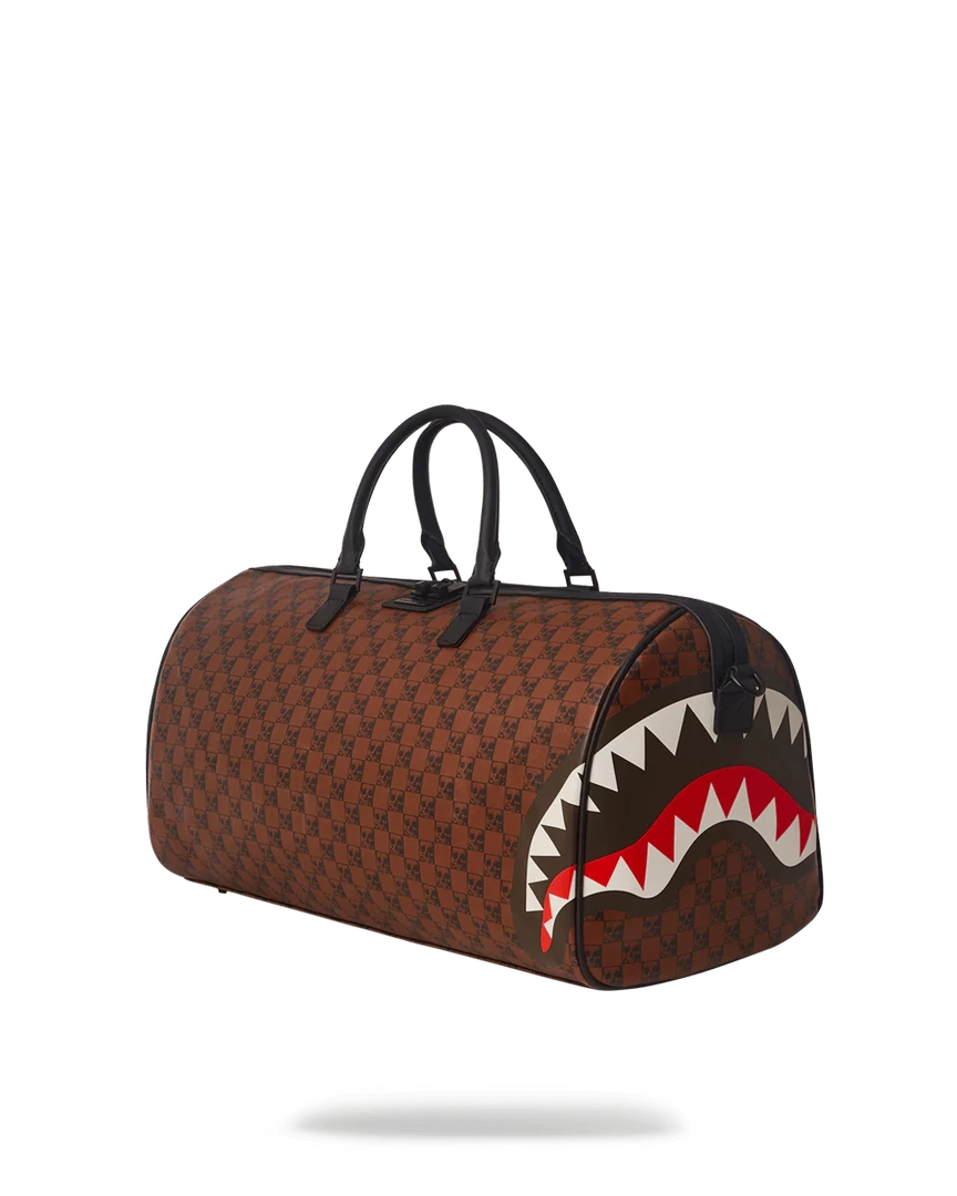 SPRAY GROUND Sprayground Sharks And Skulls Duffel Bag - Brown Check / Red