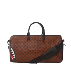 SPRAY GROUND Sprayground Sharks And Skulls Duffel Bag - Brown Check / Red
