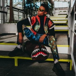 SPRAY GROUND Sprayground Sharks And Skulls Duffel Bag - Brown Check / Red