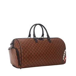 SPRAY GROUND Sprayground Sharks And Skulls Duffel Bag - Brown Check / Red