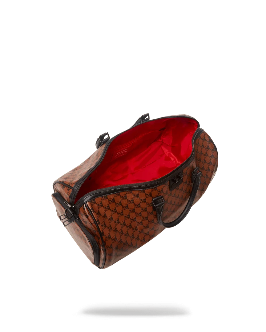 SPRAY GROUND Sprayground Sharks And Skulls Duffel Bag - Brown Check / Red