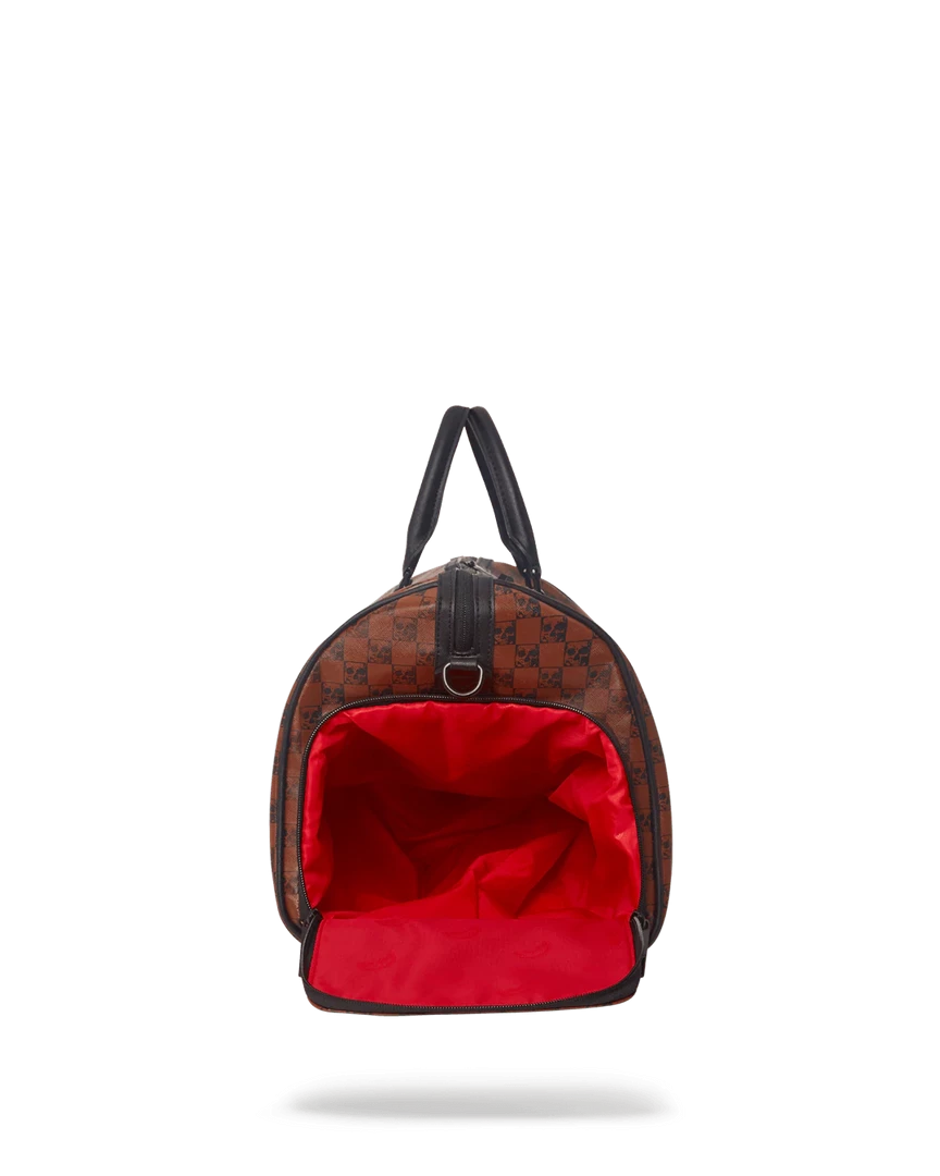SPRAY GROUND Sprayground Sharks And Skulls Duffel Bag - Brown Check / Red