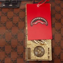 SPRAY GROUND Sprayground Sharks And Skulls Duffel Bag - Brown Check / Red