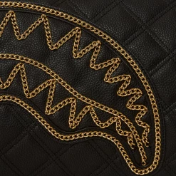 SPRAY GROUND Sprayground Noir Quilt Gold Chain Shark Duffle Bag - Black / Gold