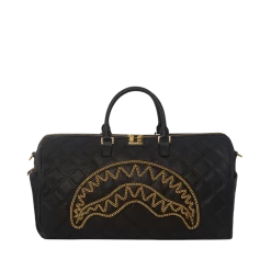 SPRAY GROUND Sprayground Noir Quilt Gold Chain Shark Duffle Bag - Black / Gold