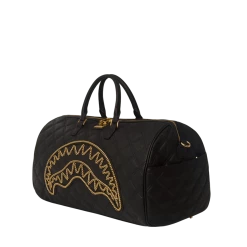 SPRAY GROUND Sprayground Noir Quilt Gold Chain Shark Duffle Bag - Black / Gold