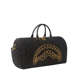 SPRAY GROUND Sprayground Noir Quilt Gold Chain Shark Duffle Bag - Black / Gold