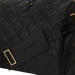 SPRAY GROUND Sprayground Noir Quilt Gold Chain Shark Duffle Bag - Black / Gold