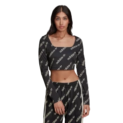 Adidas Women's Long Sleeve Crop Top - Black