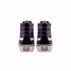 Vans Unisex Sk8 Hi Decon Warped Checkerboard Shoes - Black / Purple / White