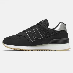 New Balance Women's 574 Shoes - Black / Dark Silver Metallic