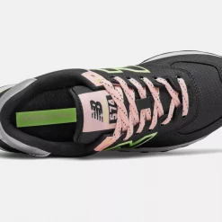 New Balance Women's 574 Shoes - Black / Pink / Lime Green