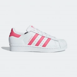 Men's Adidas Kid's Superstar Shoes - Cloud White / Real Pink