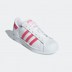 Men's Adidas Kid's Superstar Shoes - Cloud White / Real Pink