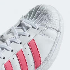 Men's Adidas Kid's Superstar Shoes - Cloud White / Real Pink