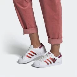Adidas Women's Superstar X HER Studios Shoes - Cloud White / Power Berry / Gold Metallic