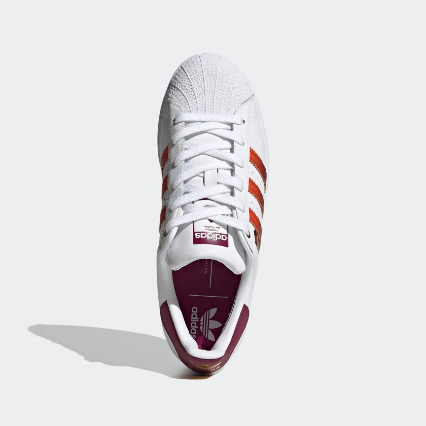 Adidas Women's Superstar X HER Studios Shoes - Cloud White / Power Berry / Gold Metallic