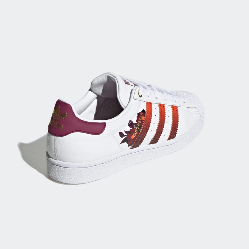 Adidas Women's Superstar X HER Studios Shoes - Cloud White / Power Berry / Gold Metallic