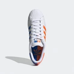 Adidas Men's Superstar Lakers Knicks Split Shoes - White / Blue / Orange