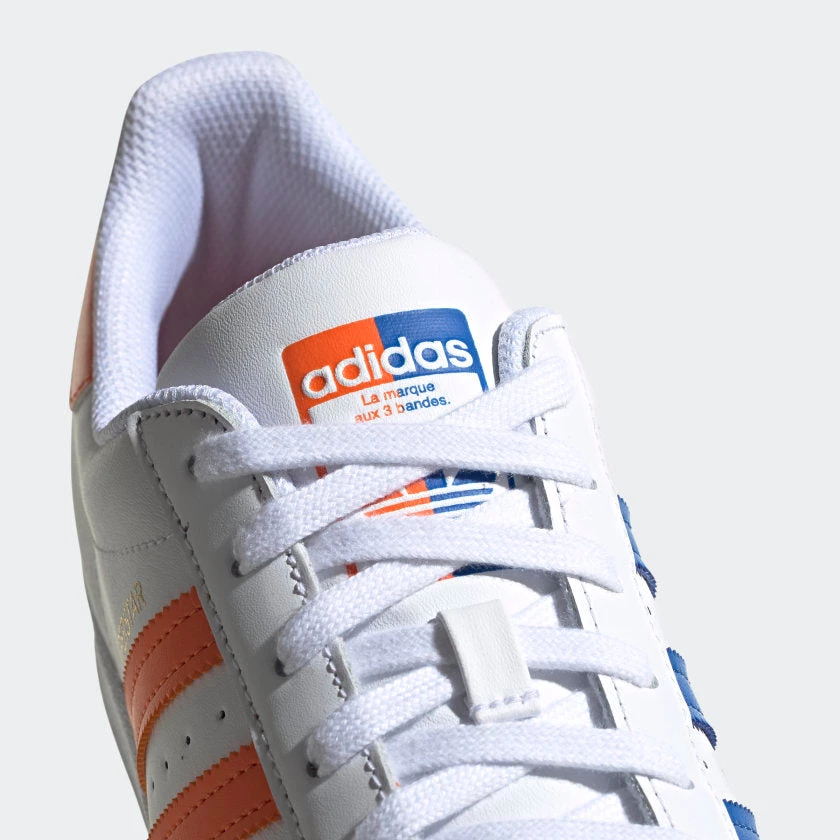 Adidas Men's Superstar Lakers Knicks Split Shoes - White / Blue / Orange