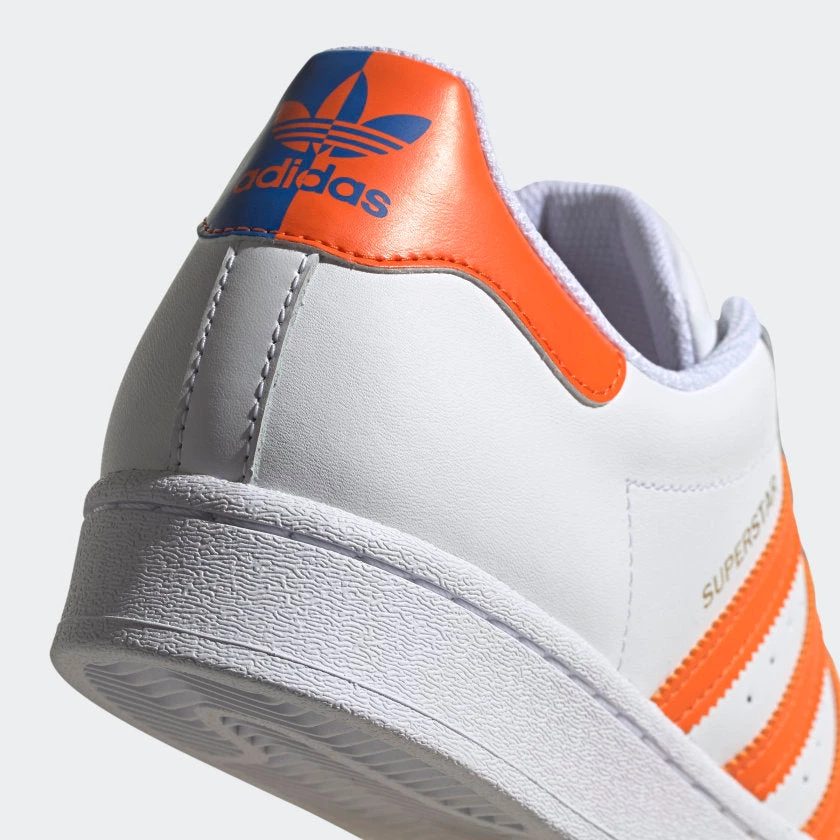 Adidas Men's Superstar Lakers Knicks Split Shoes - White / Blue / Orange
