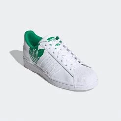 Adidas Men's Superstar Trefoil Shoes - Cloud White / Green