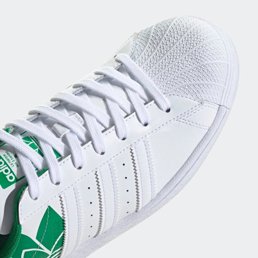 Adidas Men's Superstar Trefoil Shoes - Cloud White / Green