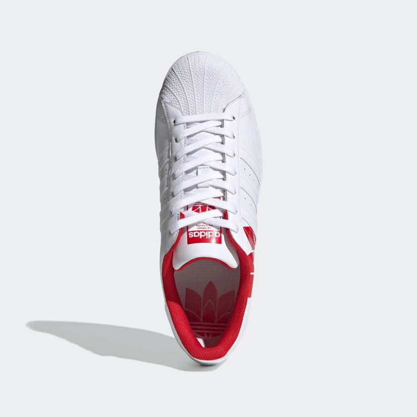 Adidas Men's Superstar Trefoil Shoes - Cloud White / Scarlet