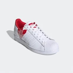Adidas Men's Superstar Trefoil Shoes - Cloud White / Scarlet