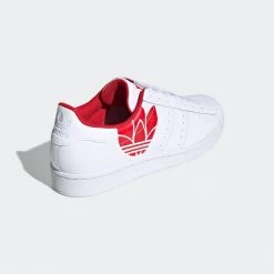 Adidas Men's Superstar Trefoil Shoes - Cloud White / Scarlet