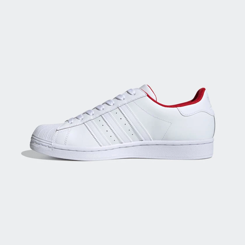 Adidas Men's Superstar Trefoil Shoes - Cloud White / Scarlet