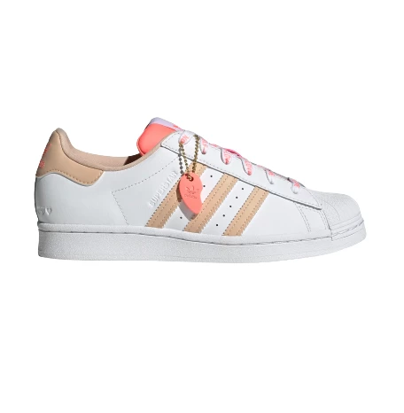 Adidas Women's Superstar Shoes - Cloud White / Halo Blush / Acid Red