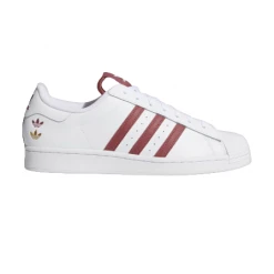 Adidas Men's Superstar Shoes - Cloud White / Quiet Crimson / Gold Foil