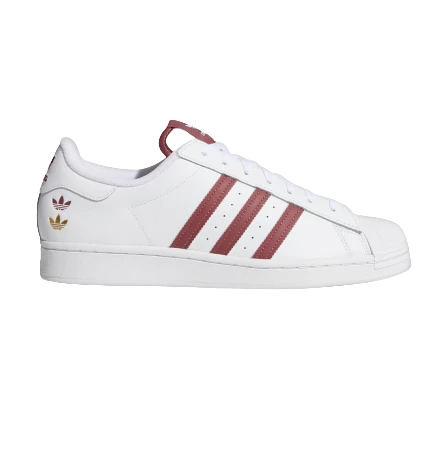 Adidas Men's Superstar Shoes - Cloud White / Quiet Crimson / Gold Foil