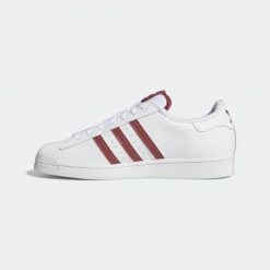 Adidas Men's Superstar Shoes - Cloud White / Quiet Crimson / Gold Foil