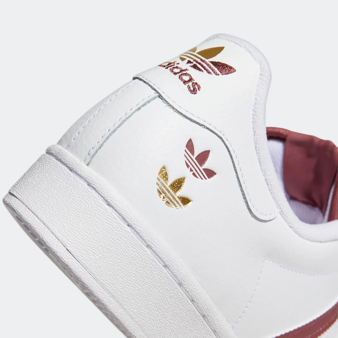 Adidas Men's Superstar Shoes - Cloud White / Quiet Crimson / Gold Foil