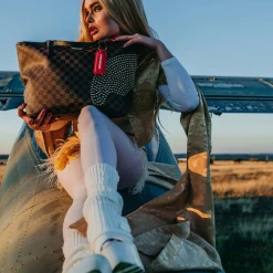 SPRAY GROUND Sprayground Sharks In Paris Polaris Tote Bag - Brown Check / Gold