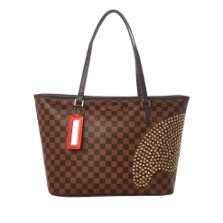 SPRAY GROUND Sprayground Sharks In Paris Polaris Tote Bag - Brown Check / Gold