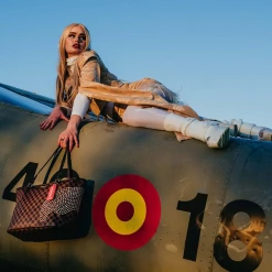 SPRAY GROUND Sprayground Sharks In Paris Polaris Tote Bag - Brown Check / Gold