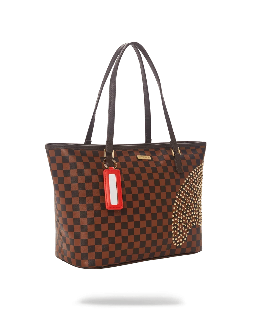 SPRAY GROUND Sprayground Sharks In Paris Polaris Tote Bag - Brown Check / Gold