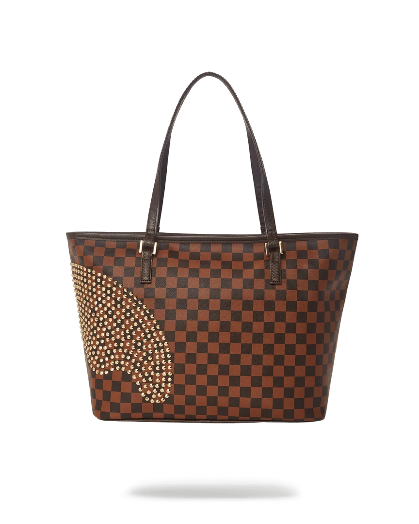 SPRAY GROUND Sprayground Sharks In Paris Polaris Tote Bag - Brown Check / Gold