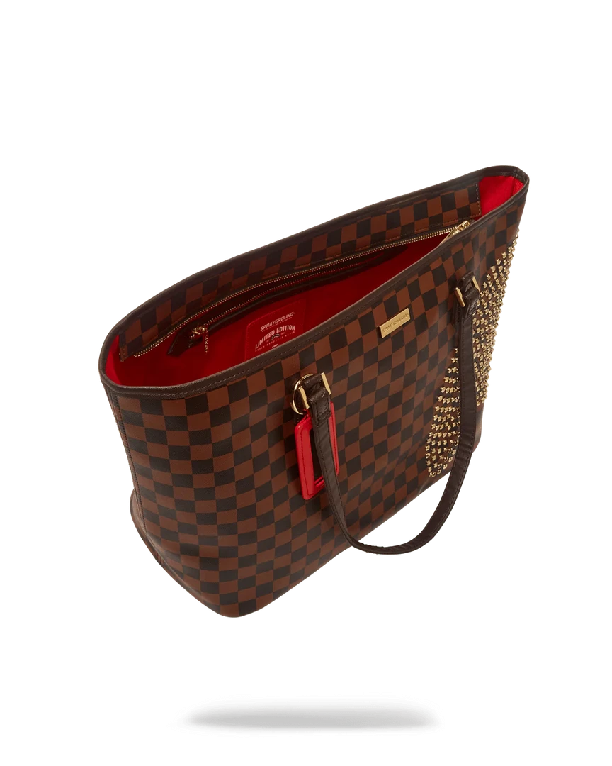 SPRAY GROUND Sprayground Sharks In Paris Polaris Tote Bag - Brown Check / Gold