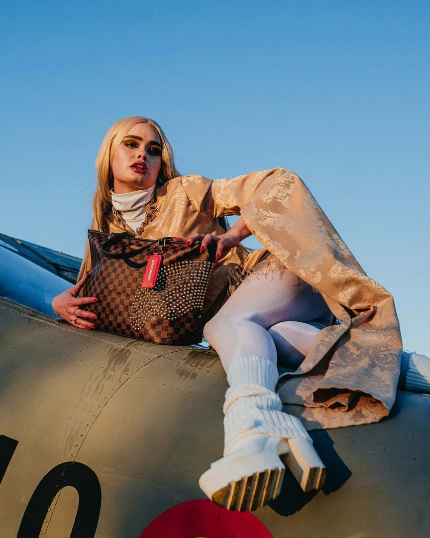 SPRAY GROUND Sprayground Sharks In Paris Polaris Tote Bag - Brown Check / Gold