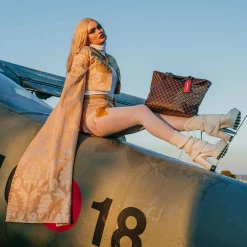 SPRAY GROUND Sprayground Sharks In Paris Polaris Tote Bag - Brown Check / Gold