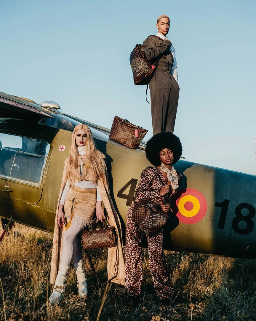 SPRAY GROUND Sprayground Sharks In Paris Polaris Tote Bag - Brown Check / Gold