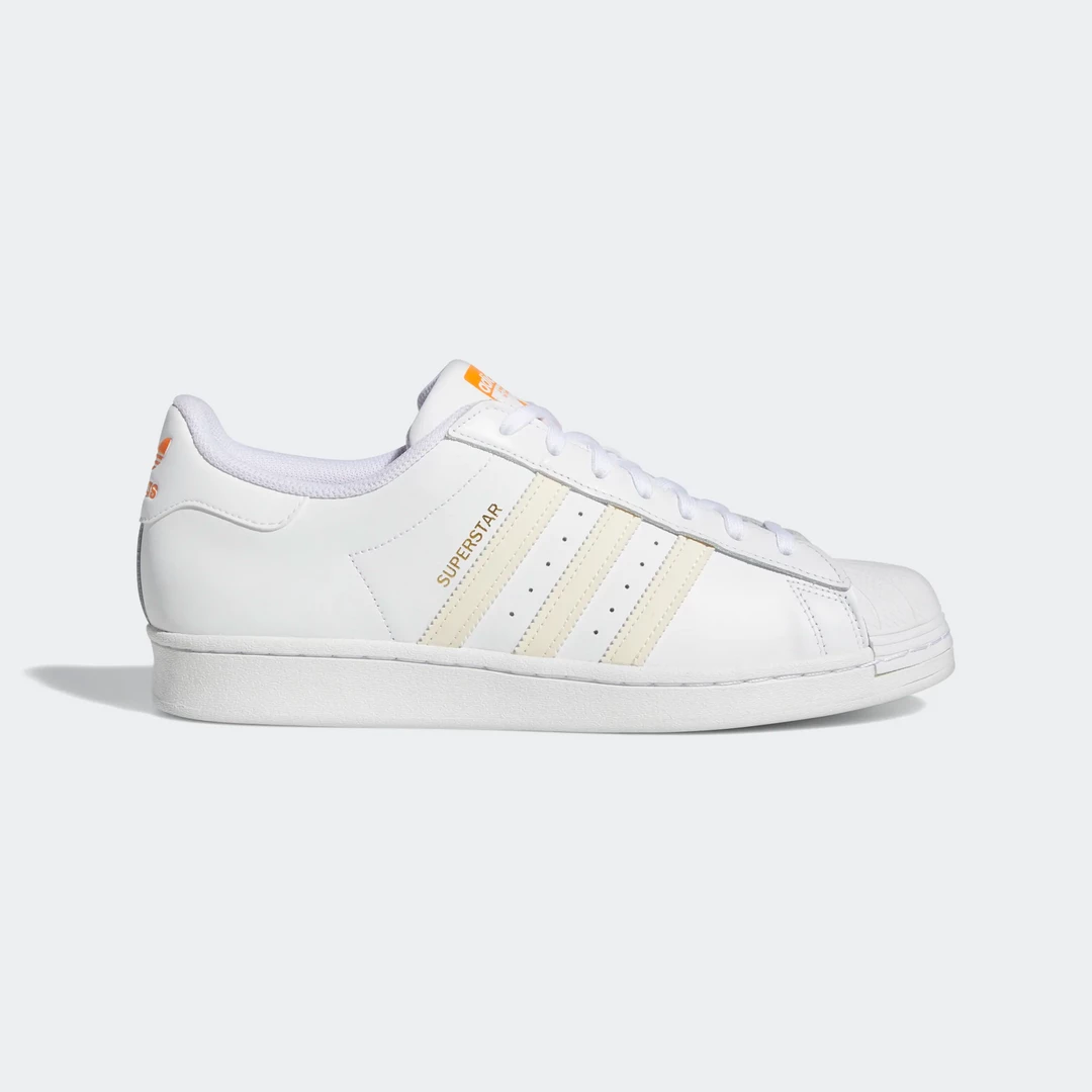 Adidas Men's Superstar Shoes - Cloud White / Ecru Tint / Orange Rush
