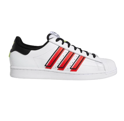Adidas Men's Superstar Shoes - Cloud White / Vivid Red / Solar Yellow