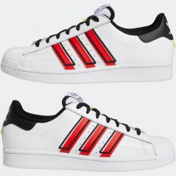 Adidas Men's Superstar Shoes - Cloud White / Vivid Red / Solar Yellow