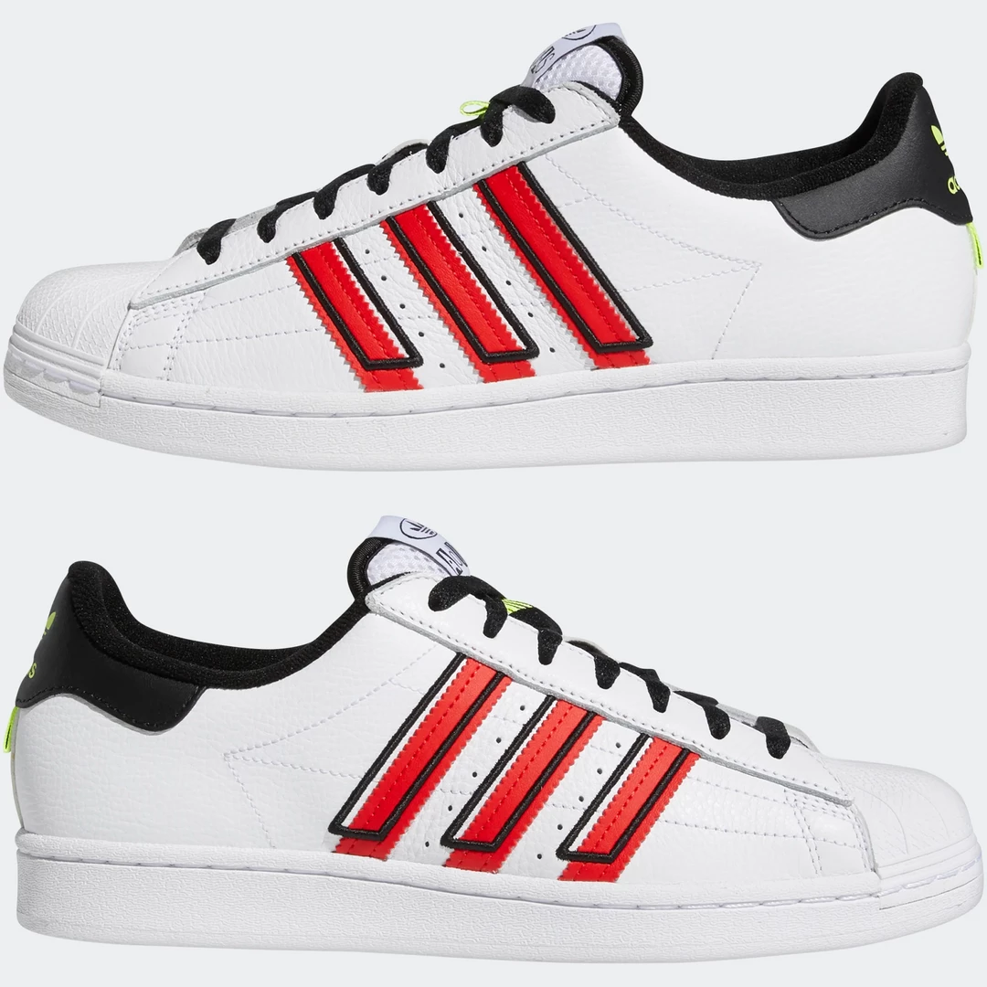 Adidas Men's Superstar Shoes - Cloud White / Vivid Red / Solar Yellow